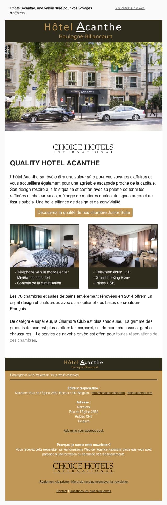 Exemple de newsletter pour un Hotel