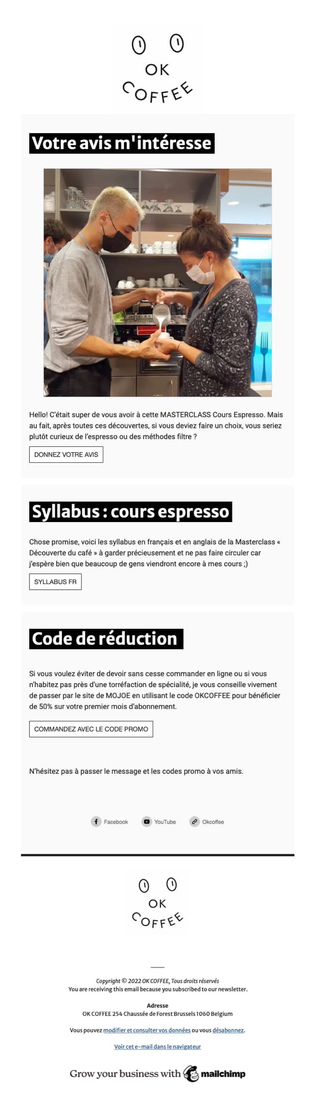 Exemple de newsletter automation Formation cours